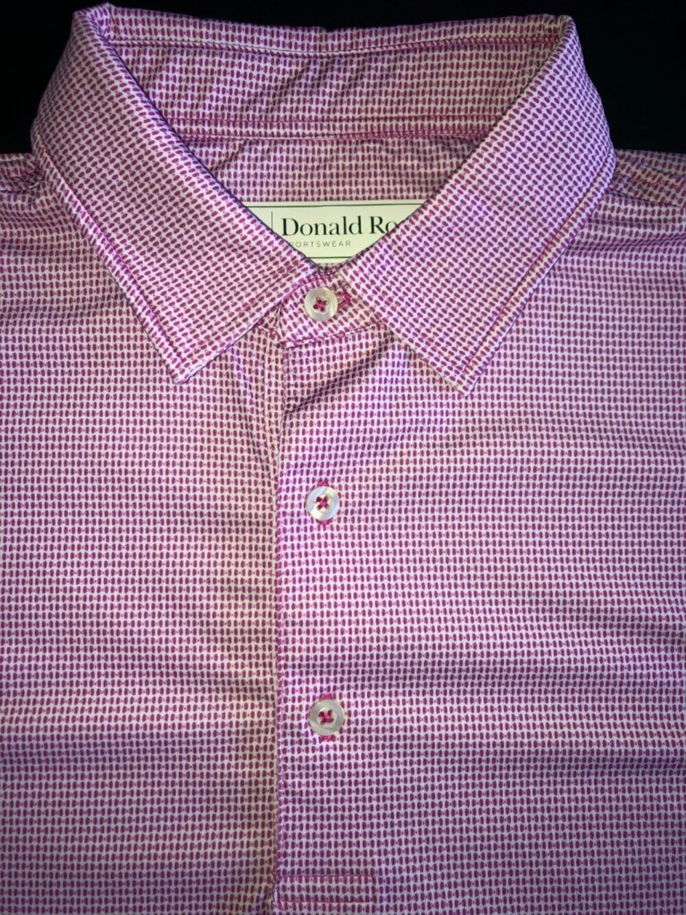 Donald Ross Mens Golf Polo Shirt Short Sleeve Micro Geomentric Pink Small